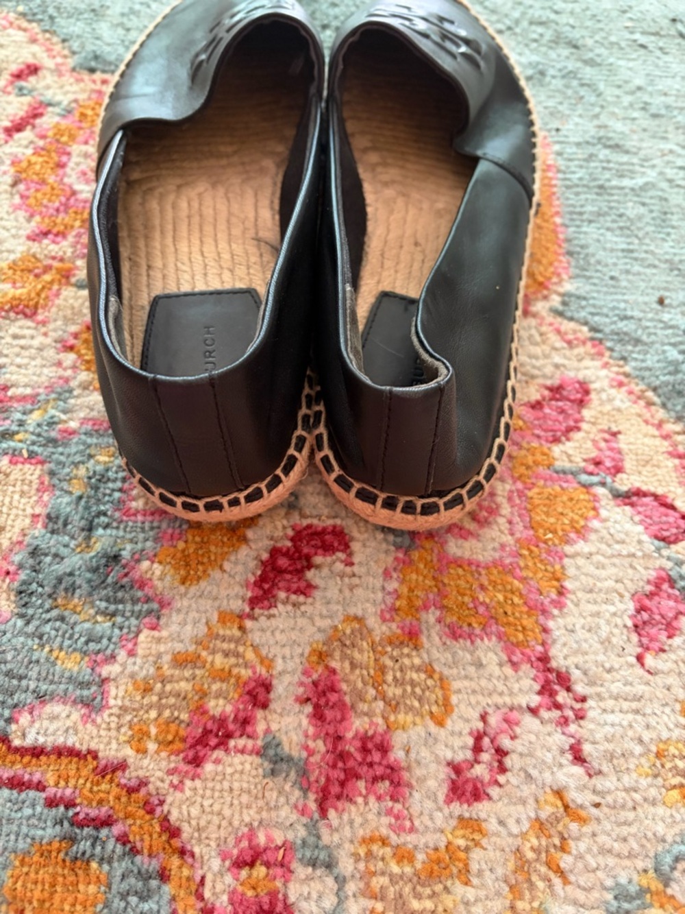 Tory Burch Black Leather Espadrille Slip-Ons - Picture 3 of 4